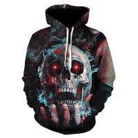 Horror Skull Hoodies For Men Women Fashion Streetwear 3D Print Goth Punk Cool Hooded Sweatshirts Mens Oversized Pullovers Tops