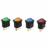 4Pcs KCD1 220V Red Blue Green Yellow Light ON OFF SPST Round Rocker Switch 6A/250V 10A/125V AC