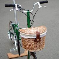 Bicycle Retro Rattan Basket Use For Brompton Birdy Folding Bike Bags &amp; Panniers Retro Bike Basket