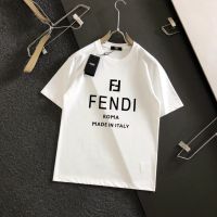 เสื้อยืดแฟชั่นเสื้อยืดแขนสั้นชายลำลองทรงหลวมโลโก้พิมพ์ลายตัวอักษร Fendi