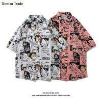 Xintian เสื้อเสื้อยืดพิมพ์ภาพสั้นผู้ชาย,เสื้อคอปกลำลองอินเทรนด์บางหนึ่งชิ้นฤดูร้อน