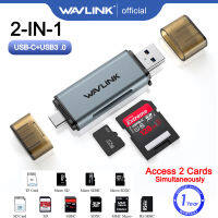 Wavlink 2-In-1 USB C + อะแดปเตอร์การ์ดรีดเดอร์ SD USB3.0ความเร็วสูงการ์ด2ใบทำงานอลูมิเนียมขนาดเล็กโลหะผสม OTG/Thunderbolt 3การ์ดรีดเดอร์ SD USB สำหรับ TF SD อุปกรณ์จัดเก็บข้อมูล SDXC เอสดีเฮชซีเอ็มเอ็มซี RS-MMC Micro SDXC UHS-I Micro SDHC