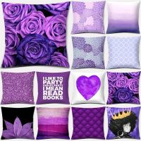 2022 Purple Rose Queen Glamour Pattern Pillow Home Office Decor Throw Pillow Bedroom Sofa Car Cushion Cover Home Decor 45*45CM Tapestries Hangings