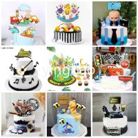 Cartoon Character Theme Party Cupcake Topper Happy Birthday Cake Topper Flage For Kids Birthday Party Cake Decors Supplies