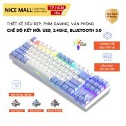 Bàn Phím Cơ Gaming Không Dây 2.4G Bluetooth BASIC KB13 87 Phím Màu Tím