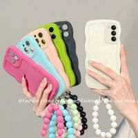 เคสโทรศัพท์ Samsung Galaxy S22 S21 + Ultra S21 FE 5G Plus Case Simple Big Wave สีทึบปลอกที่ถอดออกได้สร้อยข้อมือคุณภาพสูงซิลิโคนเหลวซิลิโคนนุ่ม2022