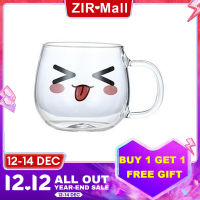 [คลังสินค้าพร้อม] ZIR Mall 200Ml แก้วน่ารักถ้วยกาแฟบุคลิกภาพน่ารัก Expression แก้ว Borosilicate แก้วเย็นและทนความร้อนชุดครัวเรือนถ้วยน้ำหนักเบาของขวัญ