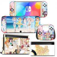 สาวอะนิเมะใหม่สวิทช์สติกเกอร์ผิว NS Switch OLED สติกเกอร์สกินสำหรับคอนโซล Switch และ Joy-Con Controller Decal ไวนิล-hjgytyuuiytt