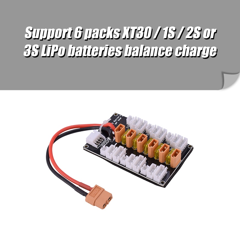 XT30 Parallel Charging Board for 2S 3S LiPo Battery With 6Pcs XT30 to JST Cable 