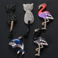 [COD] New diy mobile phone case diamond-studded pearl flamingo brooch accessories cat beauty materials