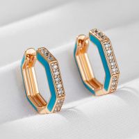 【YF】☈✟  Wbmqda Luxury Enamel Drop Earrings 585 Gold Color Setting French Designer Jewelry