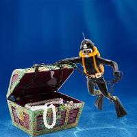 【Dream】Floating Diver Ornament Decoration With Moving Treasure Chest Floating Diver Bubble Action