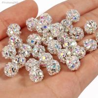 50pc/Lot 6mm 8mm 10mm AB Color Rhinestone Ball Shape Loose Beads Metal Crystal Beads for Jewelry Making DIY Accessories