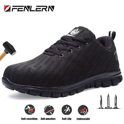 FENLERN Work Sneakers Steel Toe Shoes Men Safety Shoes Puncture-Proof Work Shoes Boots Fashion Indestructible Non-Slip Work Shoe