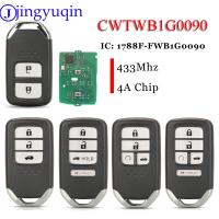 Jingyuqin กุญแจรีโมทอัจฉริยะไร้กุญแจรถ CWTWB1G0090 433Mhz FSK ชิป4A สำหรับ Honda Accord ใหม่แรงบันดาลใจ Envix Accord Crider เมือง