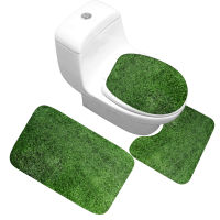 Zeegle Green Natural Memory Foam Bath Mat Bathroom Toilet Three-Piece Carpet Absorbent Non-Slip Toilet Floor Mats