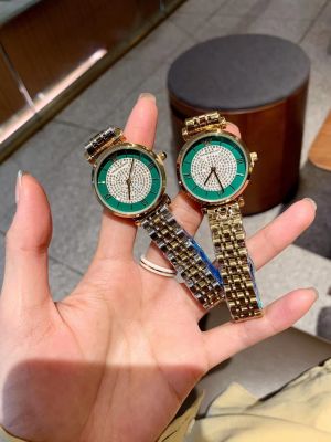 Armani Women Watch High Quality Stainless Steel Strap Watch Round Dial Diamond Decorated Ladies Quartz Watch Elegant