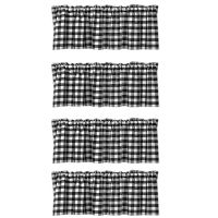 4X Buffalo Plaid Valances for Kitchen Farmhouse Check Plaid Valances for Window Treatment Decor (Black and White)