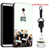 BTS เคสโทรศัพท์สำหรับ Xiaomi Redmi 5 Plus ซิลิคอนนุ่มกรณีที่มีรูปแบบเดียวกันแหวนและเชือก