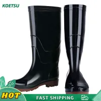 KOETSU 【COD】Shoes black rain boots For men, long waterproof shoes, tendon material insole. Non-slip shoes, high rain boots, site safety shoes on the construction site.