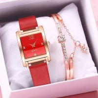 Luxury Rhinestone Women Square Watch Casual Leather Strap Quartz og Wristwatches