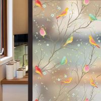 Privacy Window Film Opaque Non-Adhesive Frosted Bird Decals Vinyl Glass Film Static Cling Stained Window Sticker Home Decorative Screen Protectors