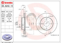 09 A242 10 จานเบรค ล้อ F (ยี่ห้อ BREMBO) รุ่น Std NISSAN Sunny neo 1.6 ปี 2000-&amp;gt;