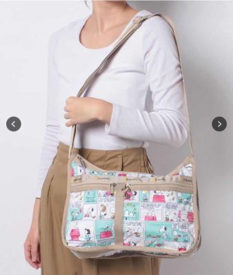 Lesportsac 2023 กระเป๋าสะพาย7507ขนาดใหญ่กระเป๋าสะพายข้างลายสนูปปี้