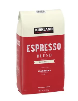 กาแฟชนิดเม็ด เคริกแลนด์ ซิกเนเจอร์ เอสเปรสโซ ชนิดคั่วเข้ม ขนาด 1.13 กิโลกรัม Kirkland Signature Dark Roast Espresso Blend by Starbucks 1.13 kg