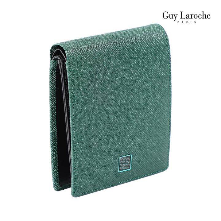 guy-laroche-กระเป๋าสตางค์พับสั้น-มีลิ้นกลาง-รุ่น-mgw0322-สีเขียว