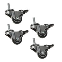 hot【DT】 4pcs 1Inch M6x15 Threaded Stem Casters with Brake Soft Rubber Swivel Wheels 44kg Loading Capacity Table Suitcase Bins