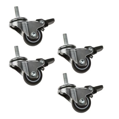 hot【DT】 4pcs 1Inch M6x15 Threaded Stem Casters with Brake Soft Rubber Swivel Wheels 44kg Loading Capacity Table Suitcase Bins