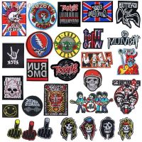 ♘۞ Band Rock Clothes Badges Iron on Patches Appliques Embroidered Music Punk Stripes for Clothes Jacket Jeans Diy Decoration