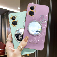 เคสทีพียูโทรศัพท์มือถือสุดอินเทรนด์แบบใหม่สำหรับ OPPO Reno 10 / 10 Pro / 10 Pro + + เคสโทรศัพท์นิ่มเคลือบด้วยไฟฟ้า Siliocne OPPO Reno เลนส์5G ฝาครอบป้องกัน Oppo Reno 10Pro บวก5G พร้อมกระจกเงาโต๊ะเครื่องแป้ง