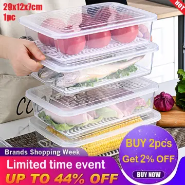 2Pcs Reusable Stackable Food Preservation Tray Food Grade Food Storage  Container