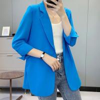 Women Blazer Slim Cardigan Jacket Solid Open Front Pockets Formal Suit Jacket Long Sleeve Coat Elegant Lapel Temperament Jackets