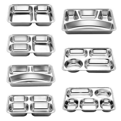 Stainless Steel Divided Dinner Tray Lunch Container Food Plate for School Canteen 354 Section 95AA