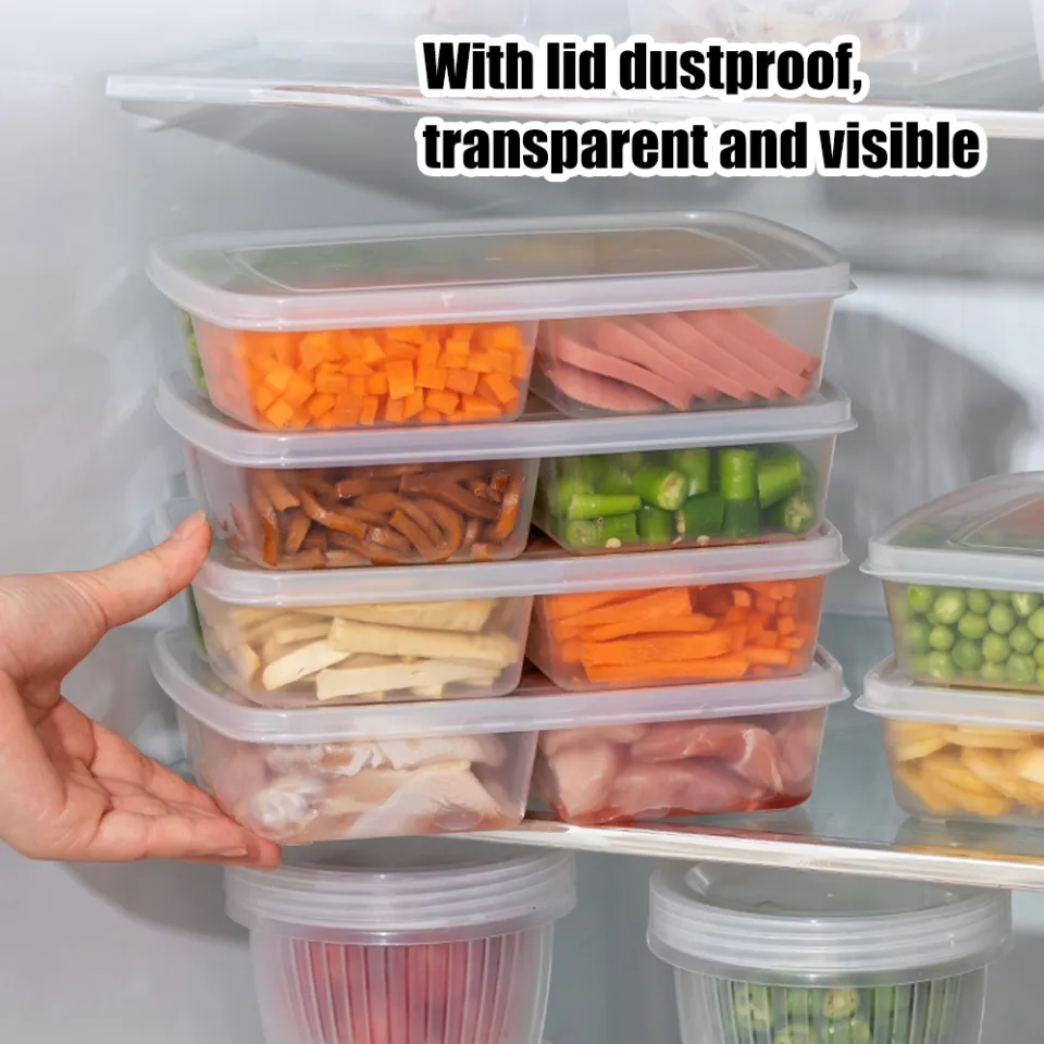 Refrigerator Storage Box with Four Compartment, Food Sub-Packed, Onion,  Ginger, Vegetables, Side Dishes, Frozen Meat Crisper