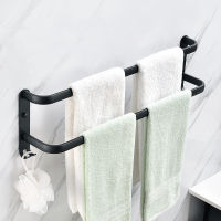 Wall Mounted Towel Rack Towel Hanger Rail Space Aluminum Black Towel Bar Rail Matte Black Towel Holder Bathroom Accessories
