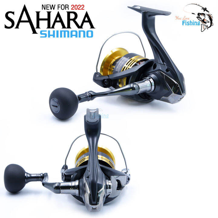 รอกสปินรุ่นใหม่-shimano-ชิมาโน่-ซาฮาร่า-2022-แขนเกลียว-สวยแกร่ง-ดีไซน์สปอร์ต-ระบบเสียงสปริง-สปูนโลหะน้ำหนักเบา-มีให้เลือก-6-เบอร์