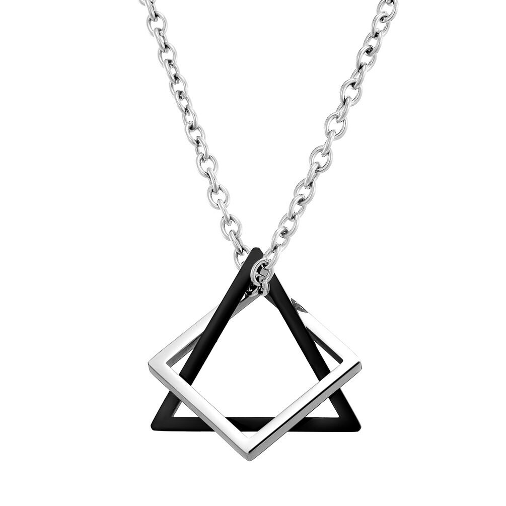 FASHION NINE Geometry Triangle Square Combination Necklace Hip Hop Men Women Couple Pendant