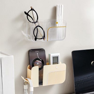 【YF】 Multifunctional Wall Mount Storage Holder with Hook No Drill Adhesive Modern Phone Air Conditioner TV Remote Control Org