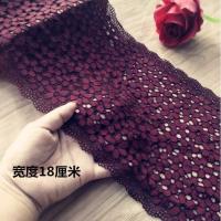 [HOT!] 1 Meter Dark Red Elastic Lace Ribbon Tape Lace Fabric Embroidered Lace Trimmings DIY Crafts Sewing Material Garment Accessories