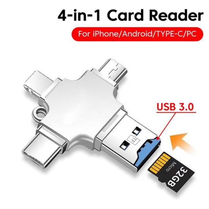 SD Card Reader for iPhone/iPad/Android/Mac/Computer/Camera, 4 in 1