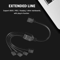 1ถึง4 4pin Power Splitter Extension Cable อุปกรณ์เสริมคอมพิวเตอร์เมนบอร์ด Aura Rgb Splitter สำหรับ Aura Led Light Bar Rgb Splitter Adapter สำหรับ Asus/msi