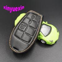 ✑▫☄ Xinyuexin Leather Car Key Cover Fob Case For Dodge Challenger Charger Jeep Grand Cherokee Chrysler Remote Key Jacket Car-Stying