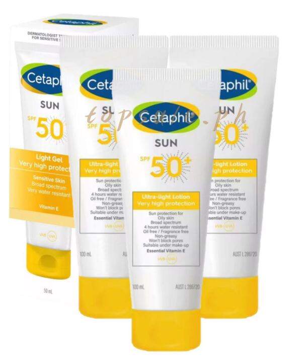 Set Of3 Cetaphil Sun Spf50 Gel 50ml For Sensitive Skin Face Sunblock