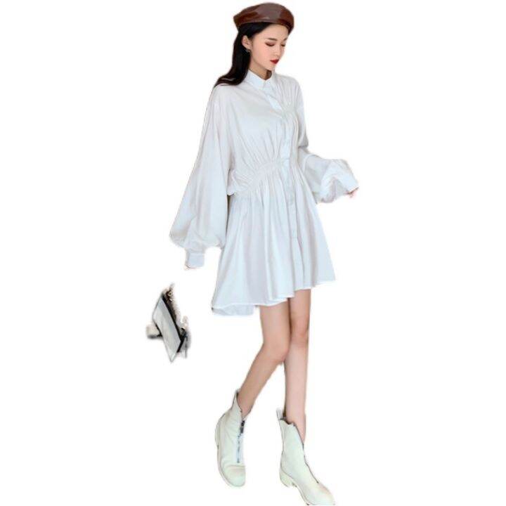 hot-dt-new-loose-irregular-design-waist-closed-collar-lazy-sleeve-dress