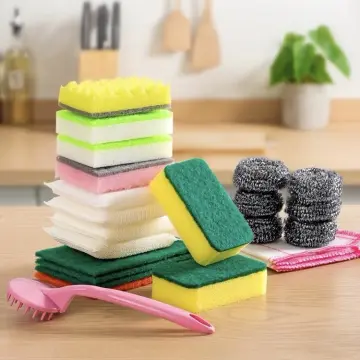 Kitchen Scrubber Dish Cloth Set in Multi-color Plaids