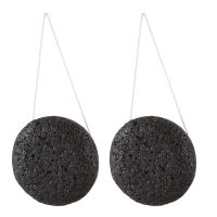 2X Konjac Konnyaku Jelly Fiber Face Makeup Wash Pad Cleaning Sponge Puff Exfoliator-Black